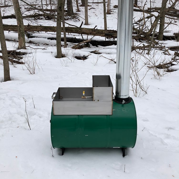 Maple Syrup Barrel Evaporator with Flat Pan and Sap Prewarmer