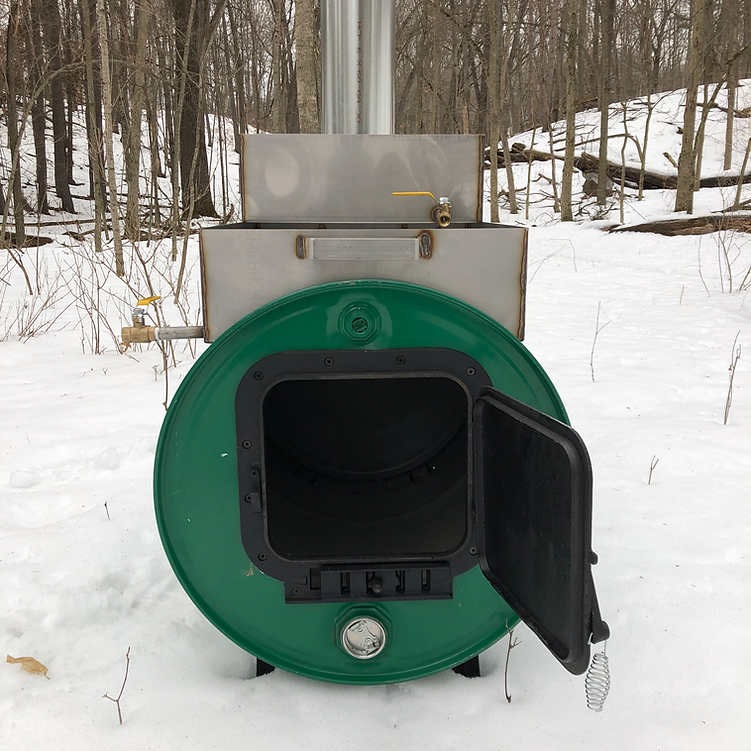 Maple Syrup Barrel Evaporator with Flat Pan and Sap Prewarmer