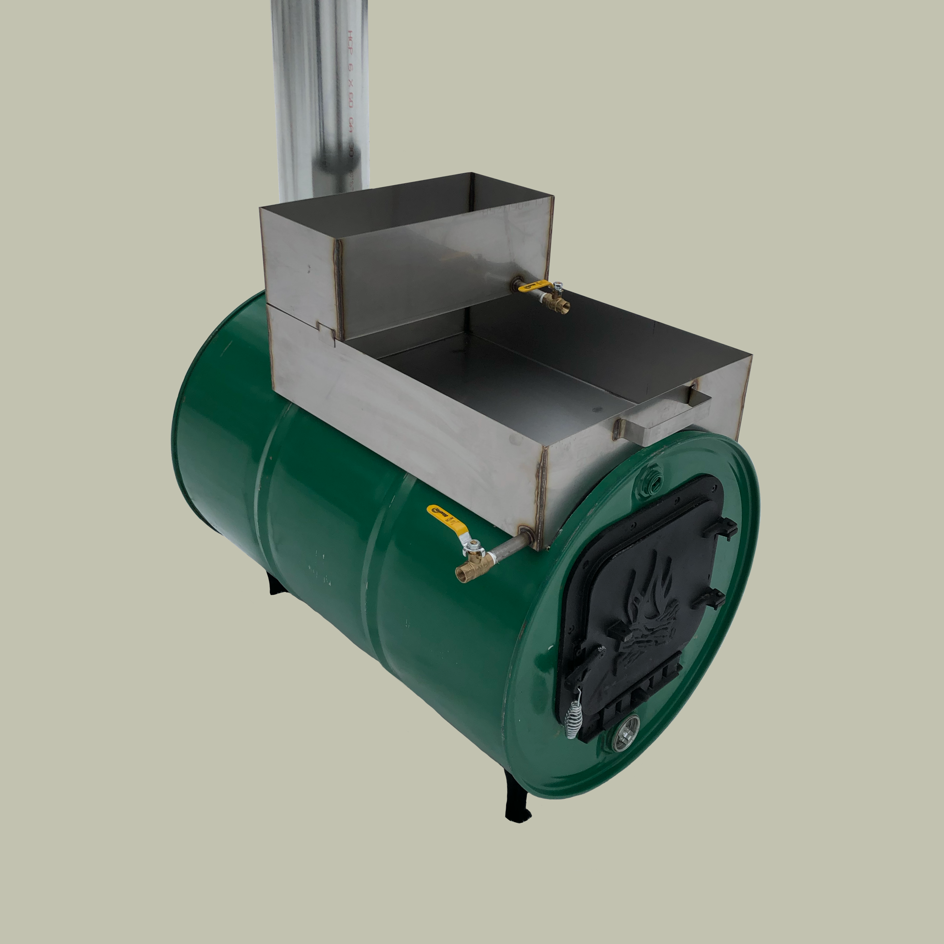 Maple Syrup Barrel Evaporator with Flat Pan and Sap Prewarmer